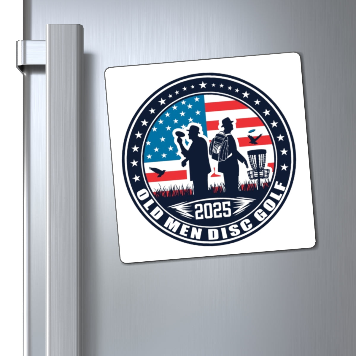 Old Men Disc Golf Magnet - Patriotic Design for Golf Lovers, 2025 Edition