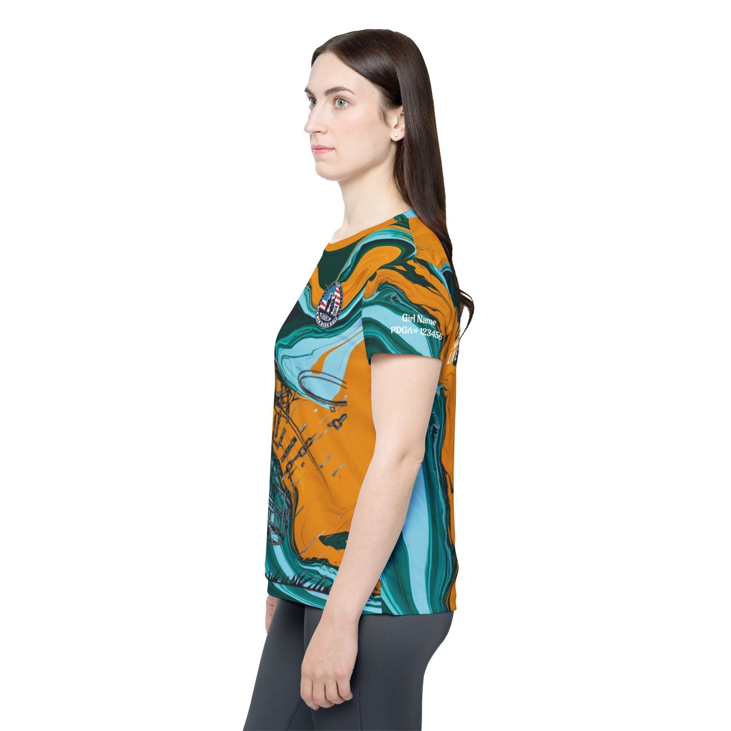 Teal and Gold Women's Disc Golf Jersey