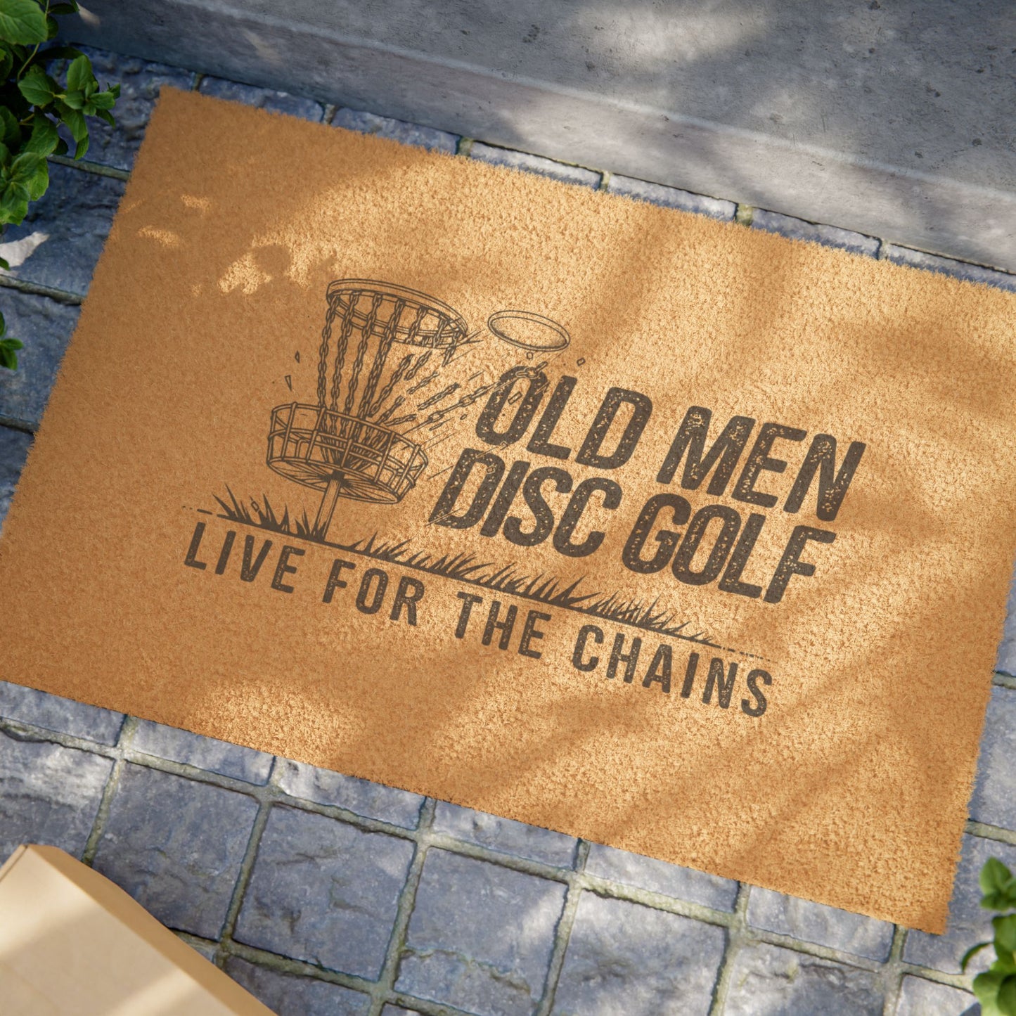Old Men Disc Golf Doormat - Live for the Chains - Perfect for Golf Lovers