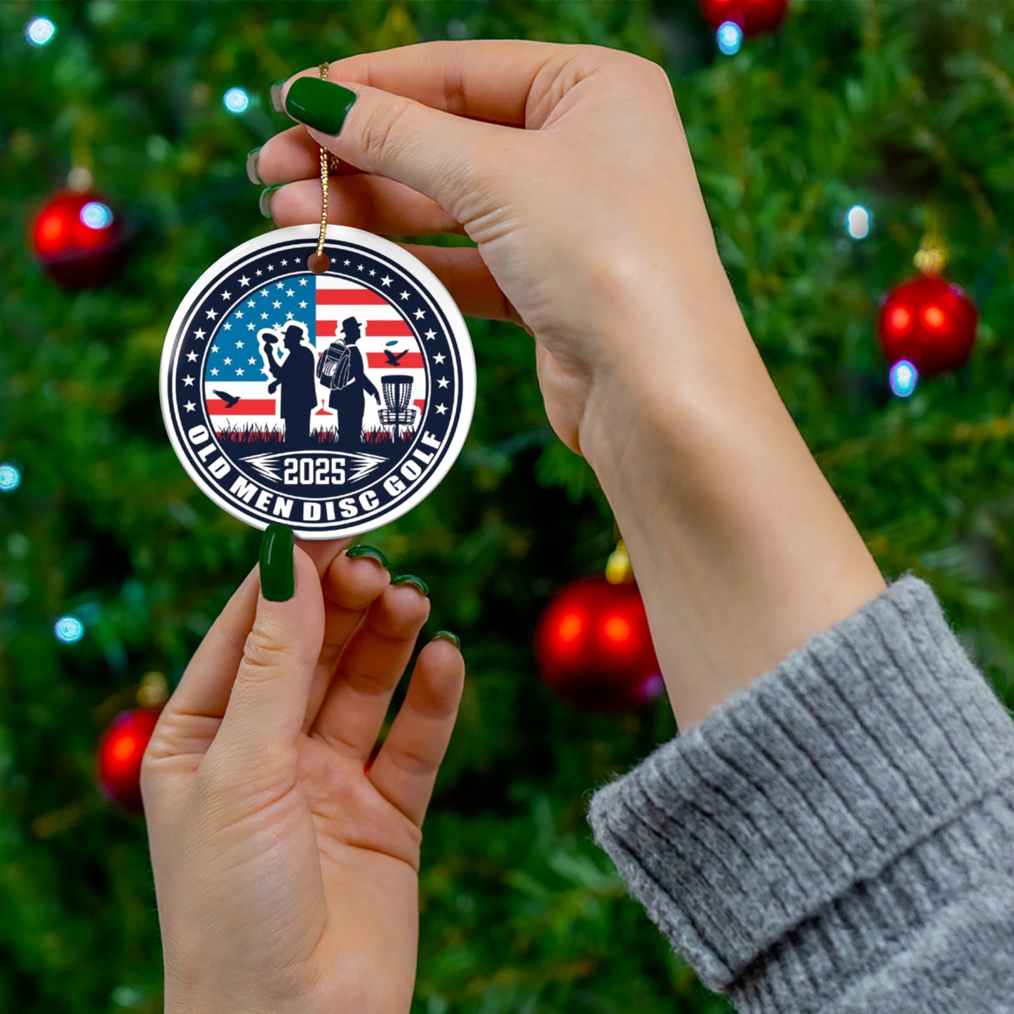 Old Men Disc Golf Ceramic Ornament