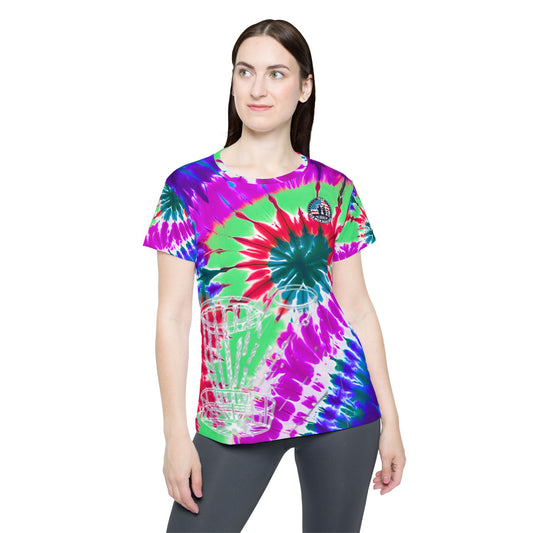 Purple and Green Tie-Dyed Women's Disc Golf Jersey
