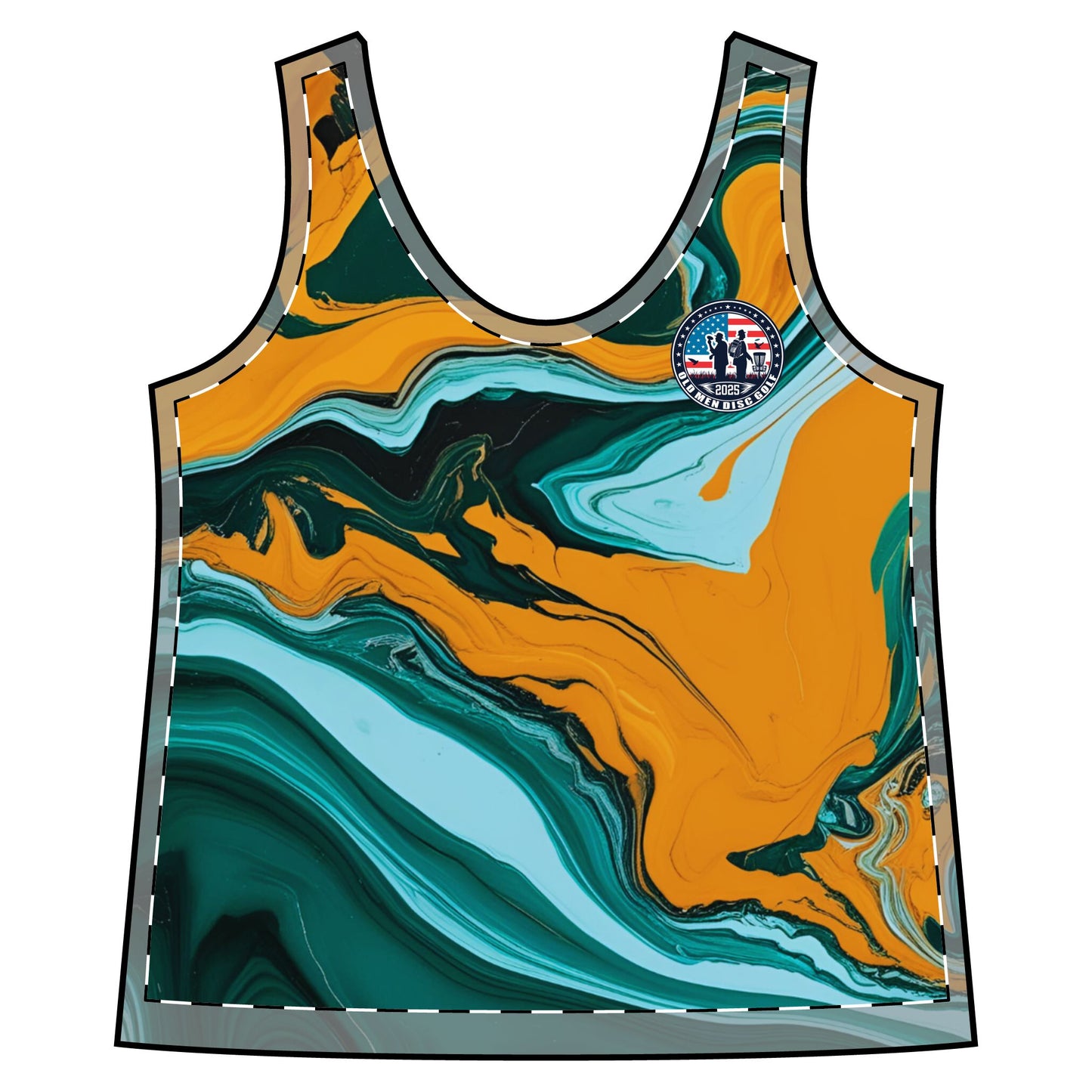 Teal and Gold Women's Sporty Racerback Tank