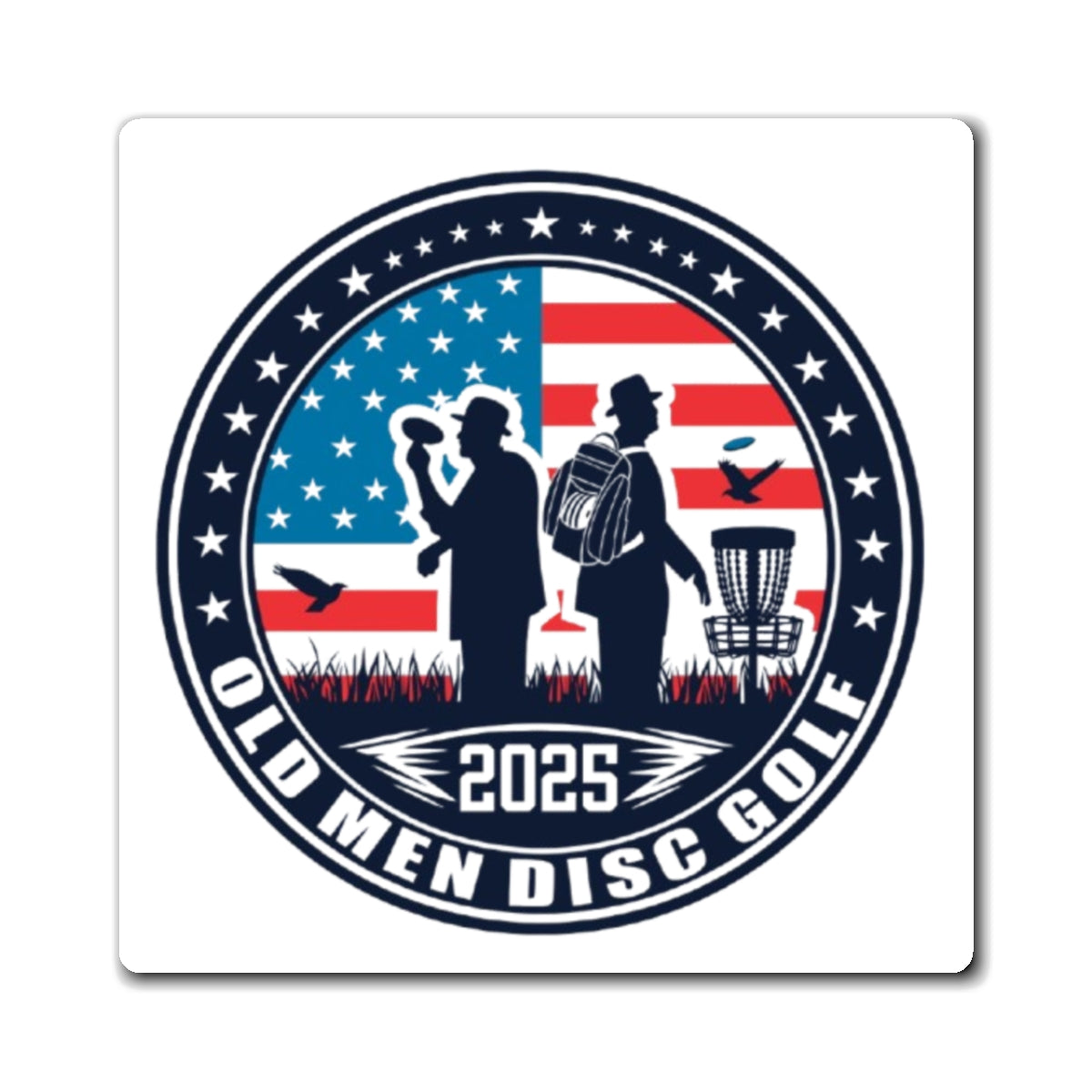 Old Men Disc Golf Magnet - Patriotic Design for Golf Lovers, 2025 Edition