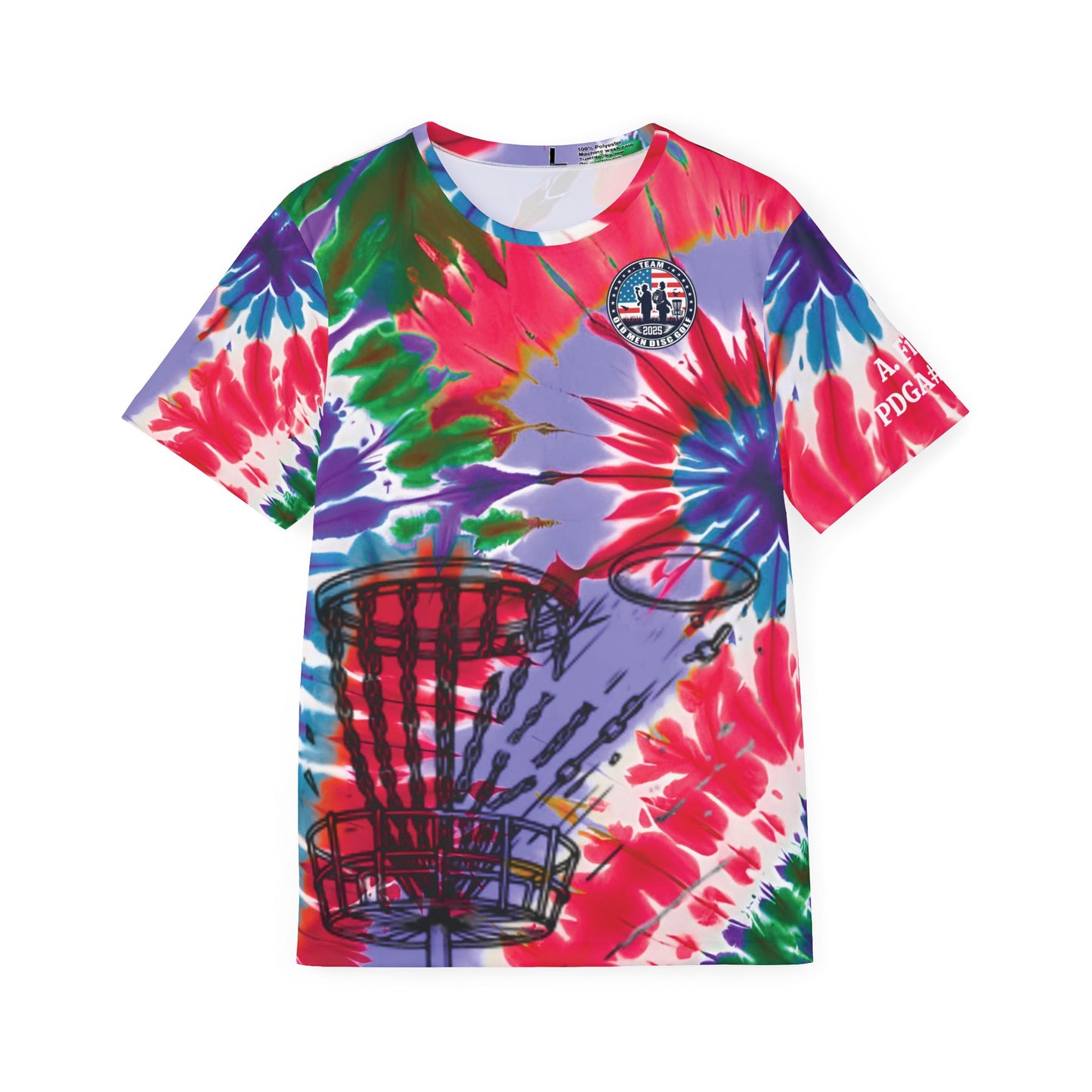Red and Purple Tie-Dyed Men's Disc Golf Jersey