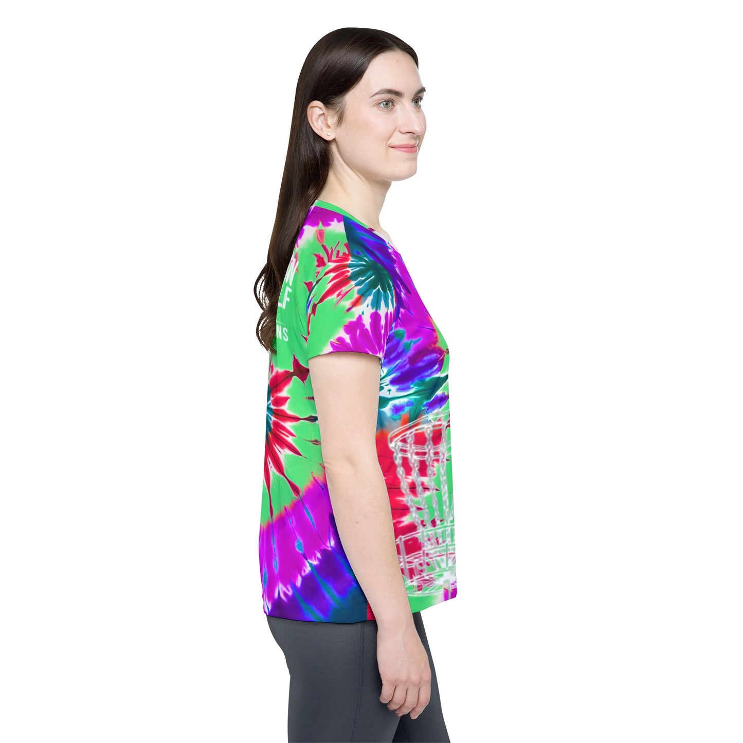 Purple and Green Tie-Dyed Women's Disc Golf Jersey