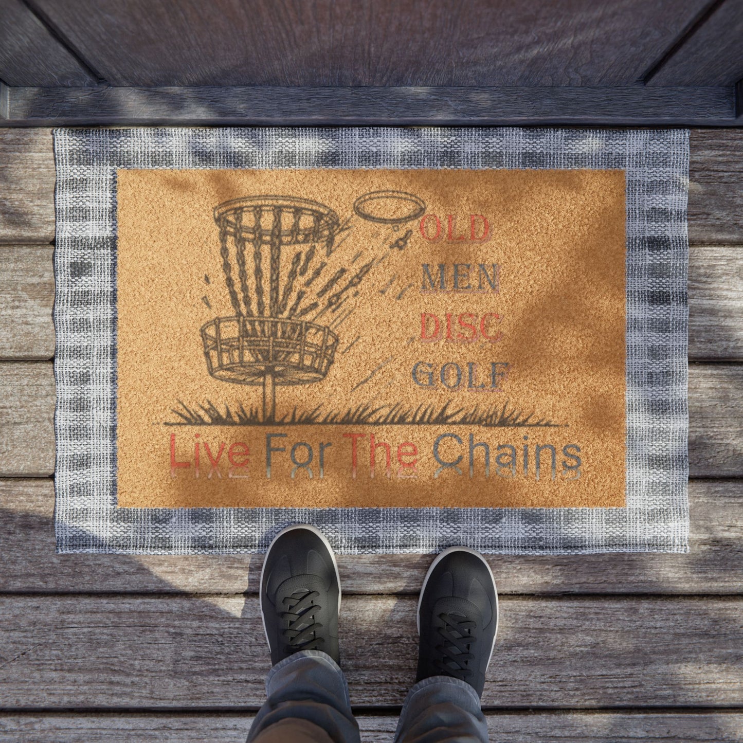 "Live For The Chains" color door mat