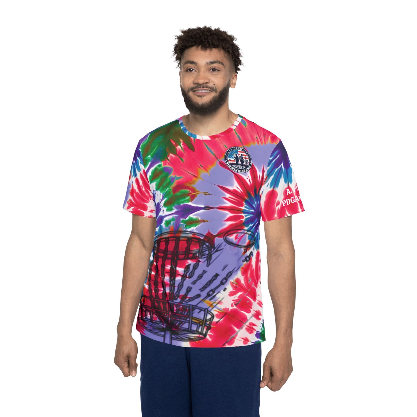 Red and Purple Tie-Dyed Men's Disc Golf Jersey