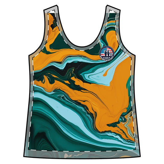 Teal and Gold Women's Sporty Racerback Tank