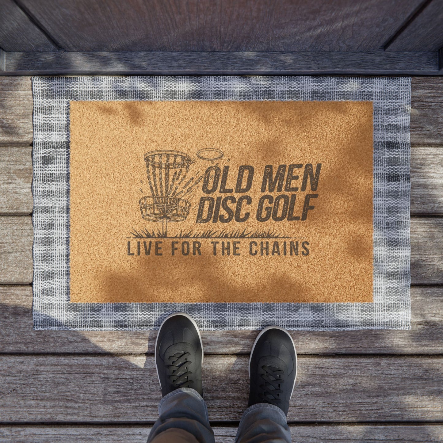 Old Men Disc Golf Doormat - Live for the Chains - Perfect for Golf Lovers