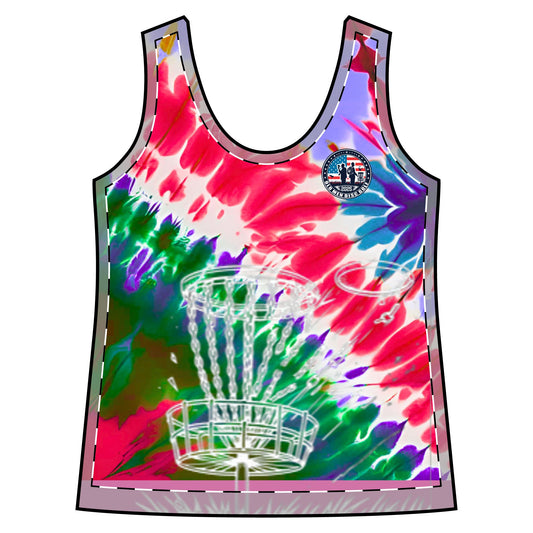 Red and Purple Tie-Dyed Women's Sporty Racerback Tank