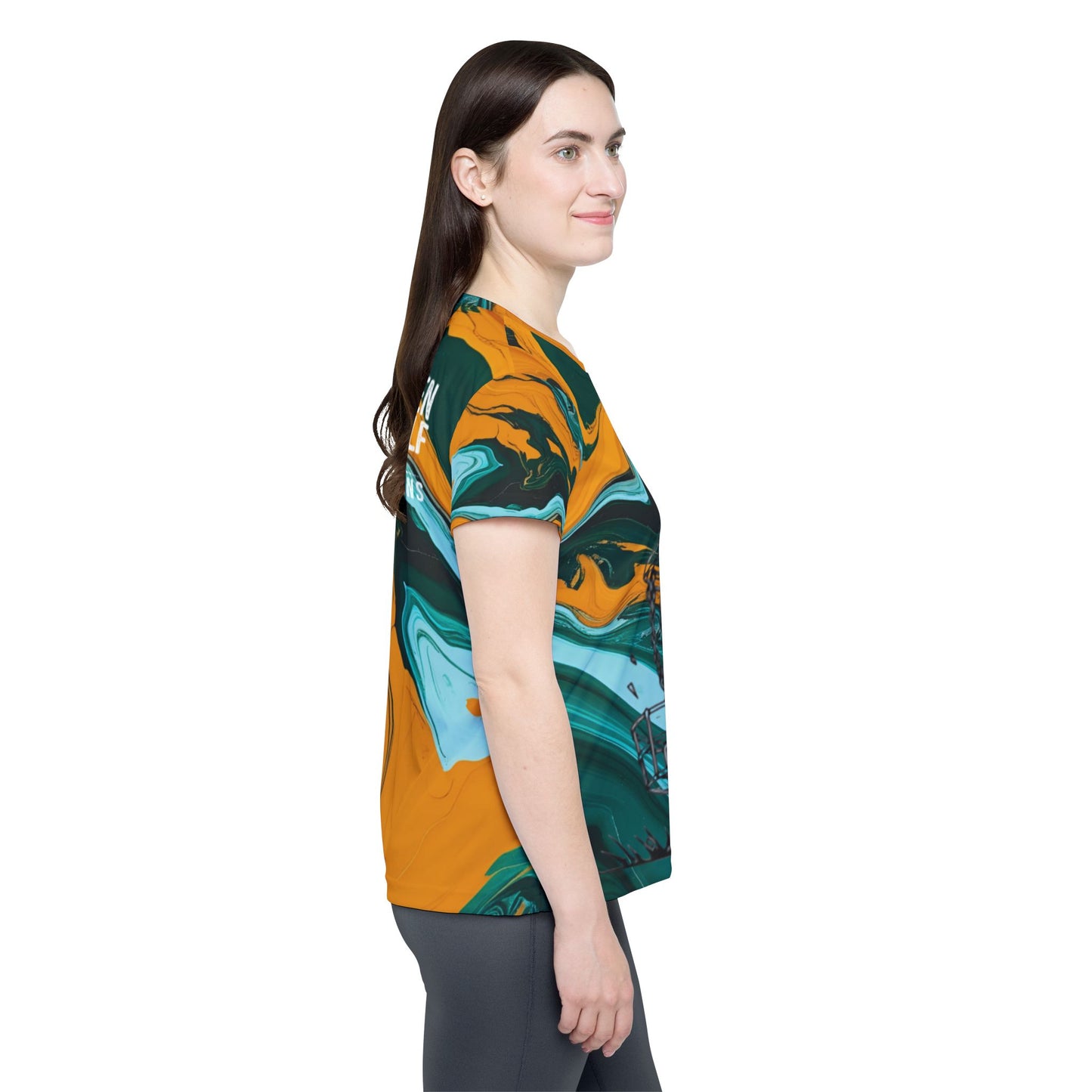Teal and Gold Women's Disc Golf Jersey