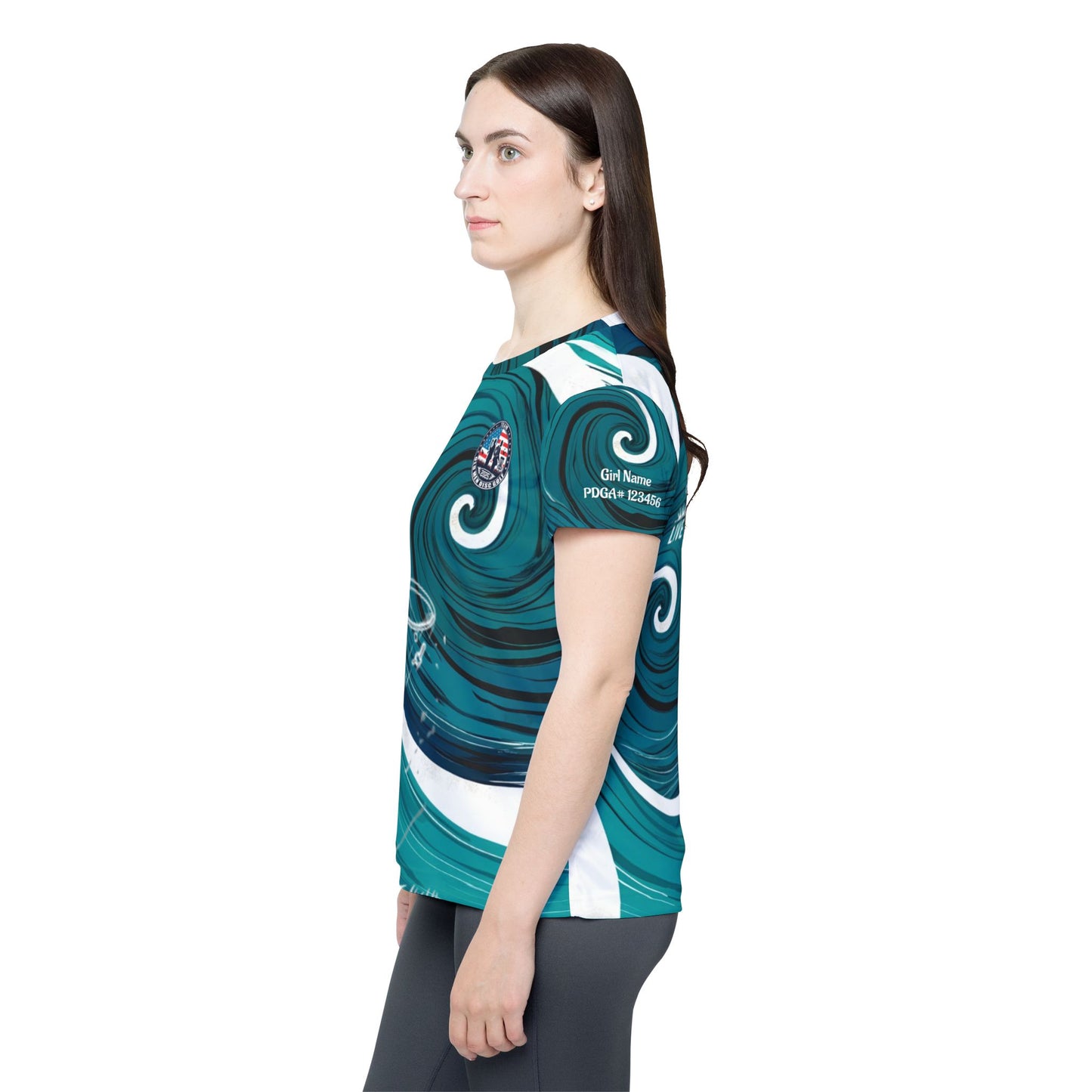 Swirling Green and White Women's Disc Golf Jersey