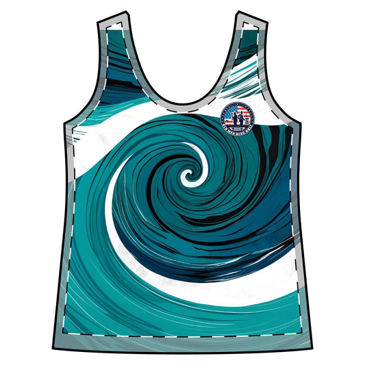 Swirling Green and White Women's Sporty Racerback Tank