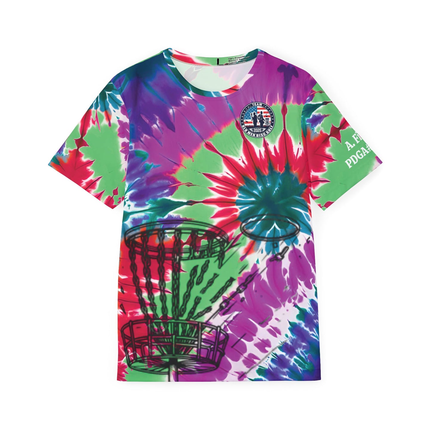Purple and Green Tie-Dyed Men's Disc Golf Jersey