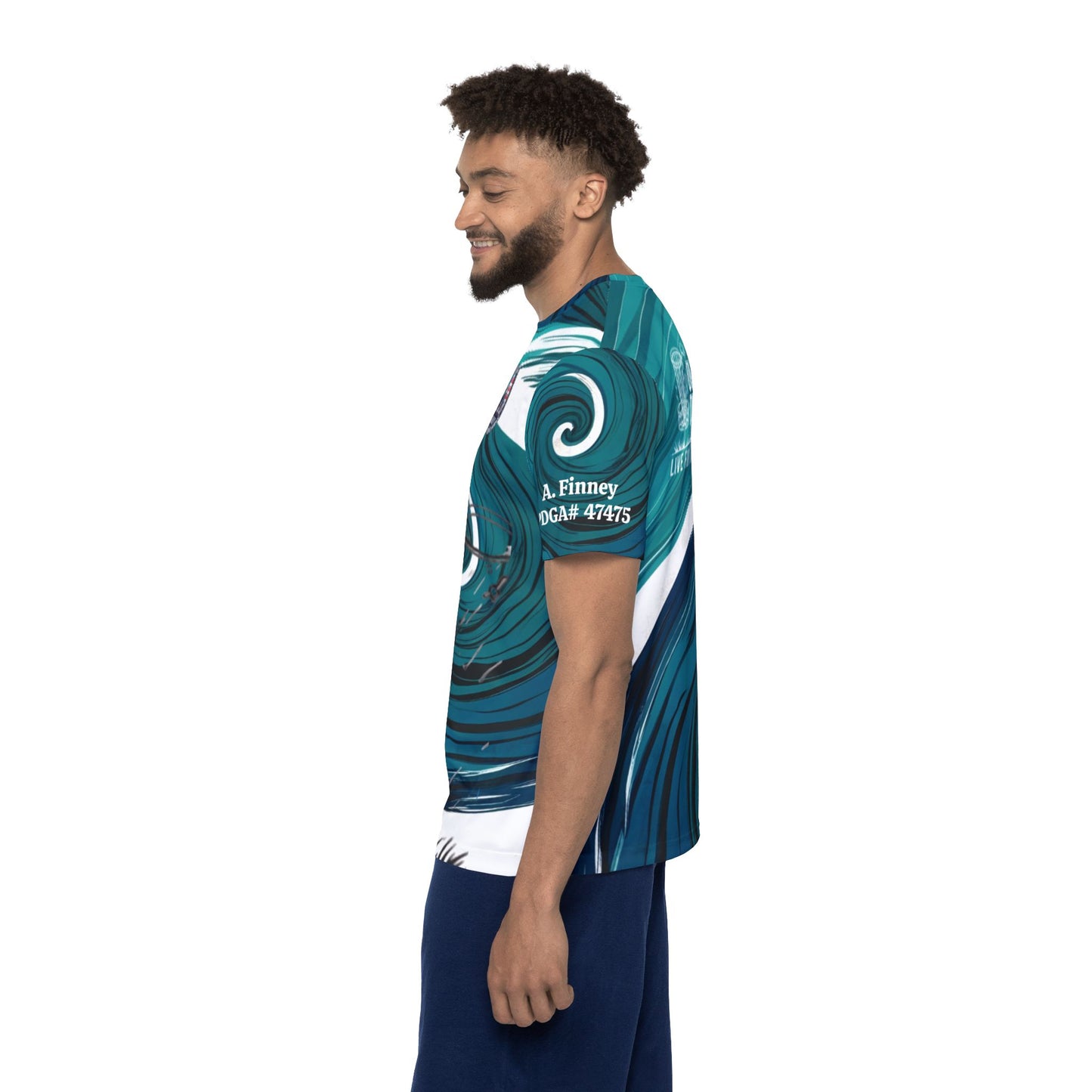 Swirling Green and White Men's Disc Golf Jersey