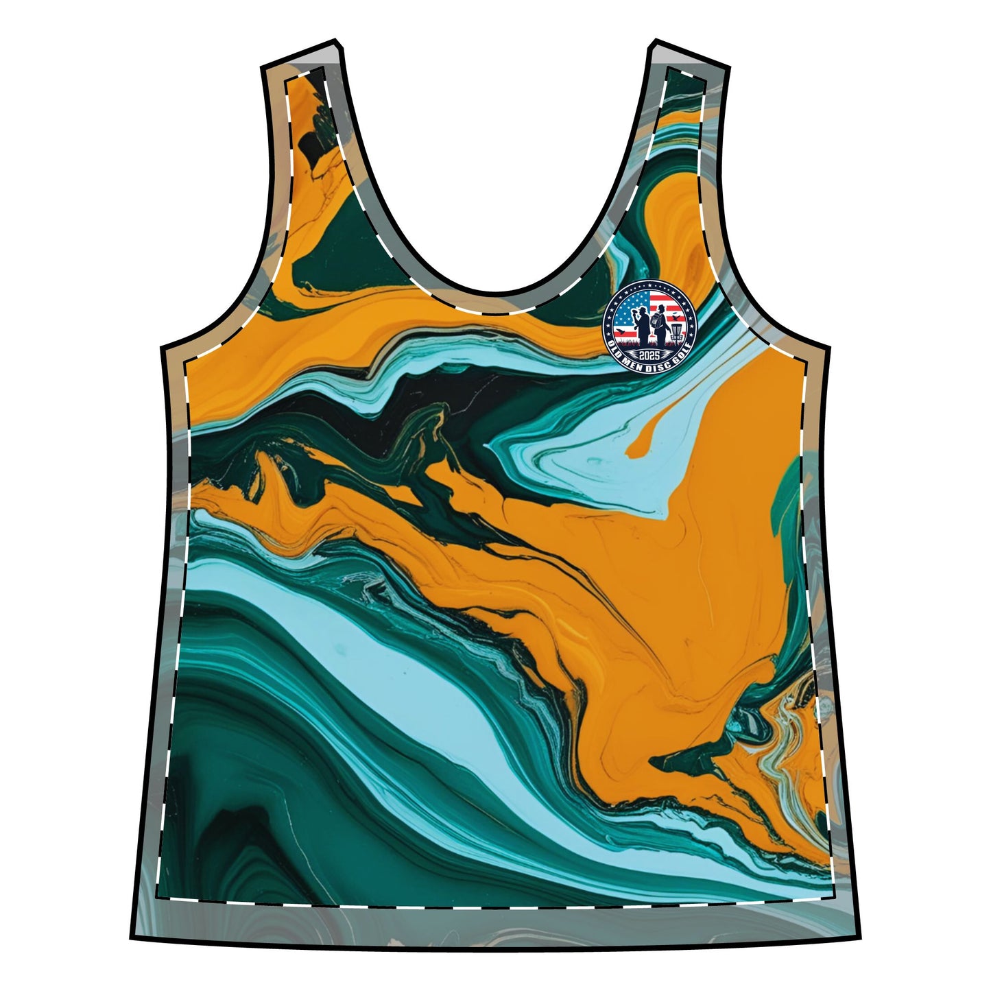Teal and Gold Women's Sporty Racerback Tank