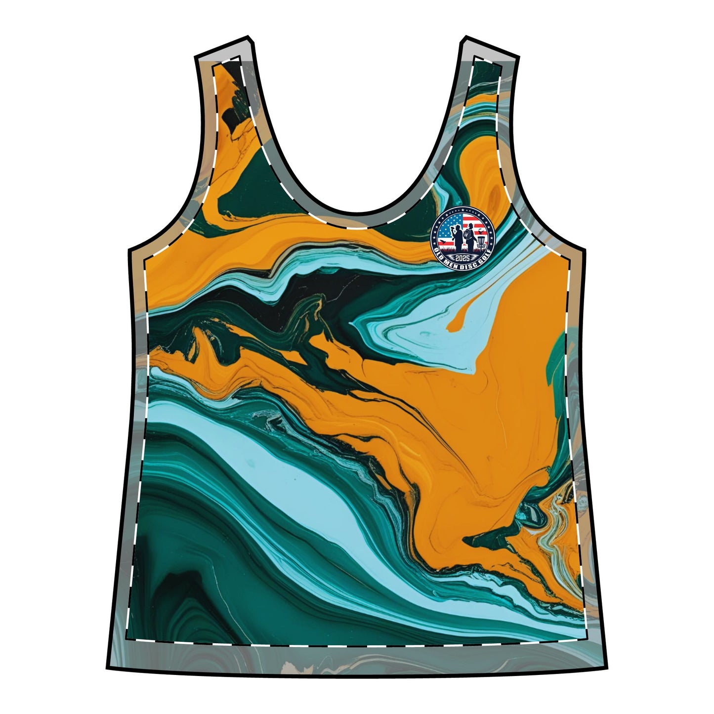 Teal and Gold Women's Sporty Racerback Tank