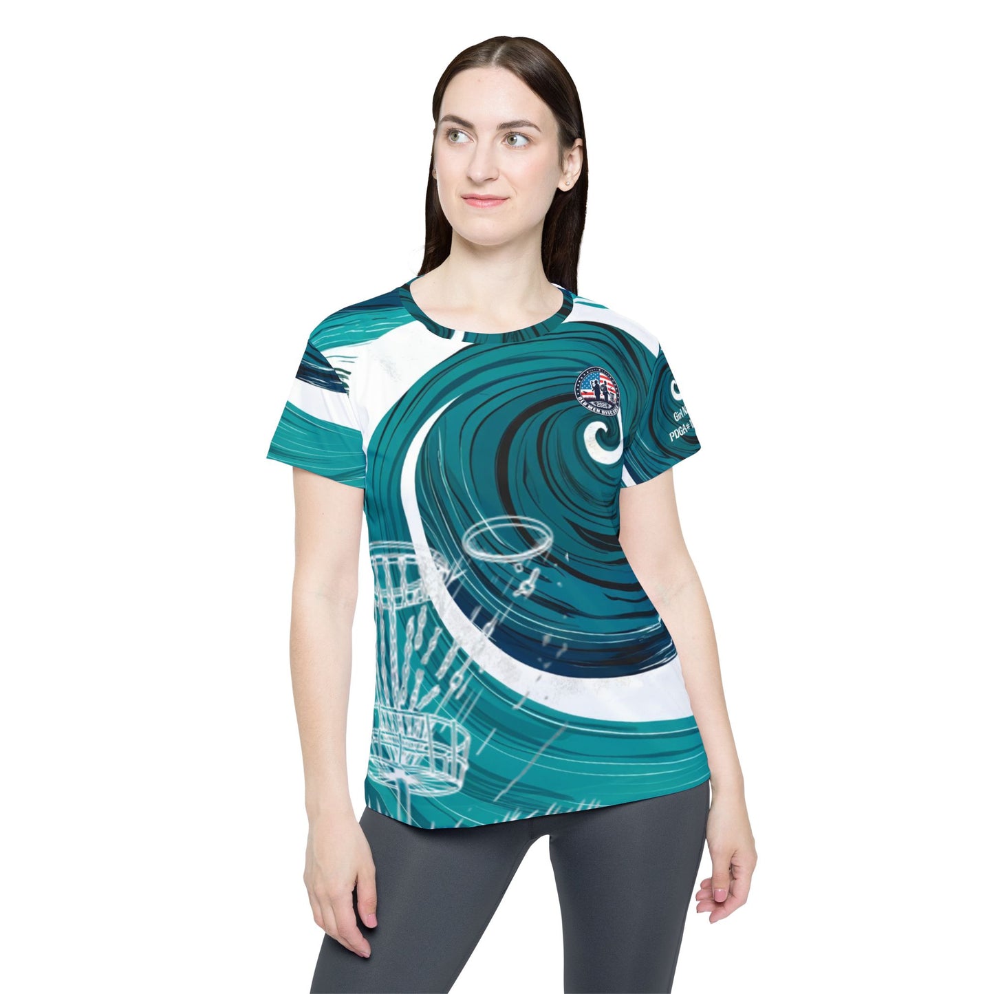 Swirling Green and White Women's Sports Jersey