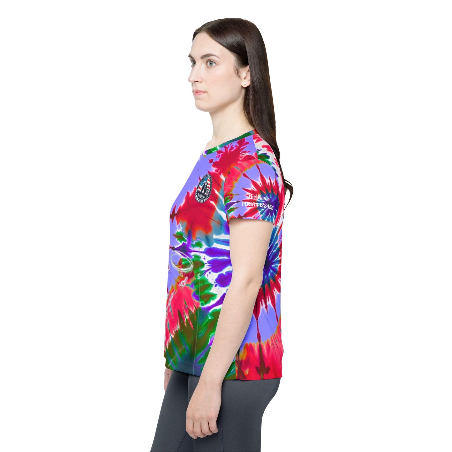 Red and Purple Tie-Dyed Women's Disc Golf Jersey