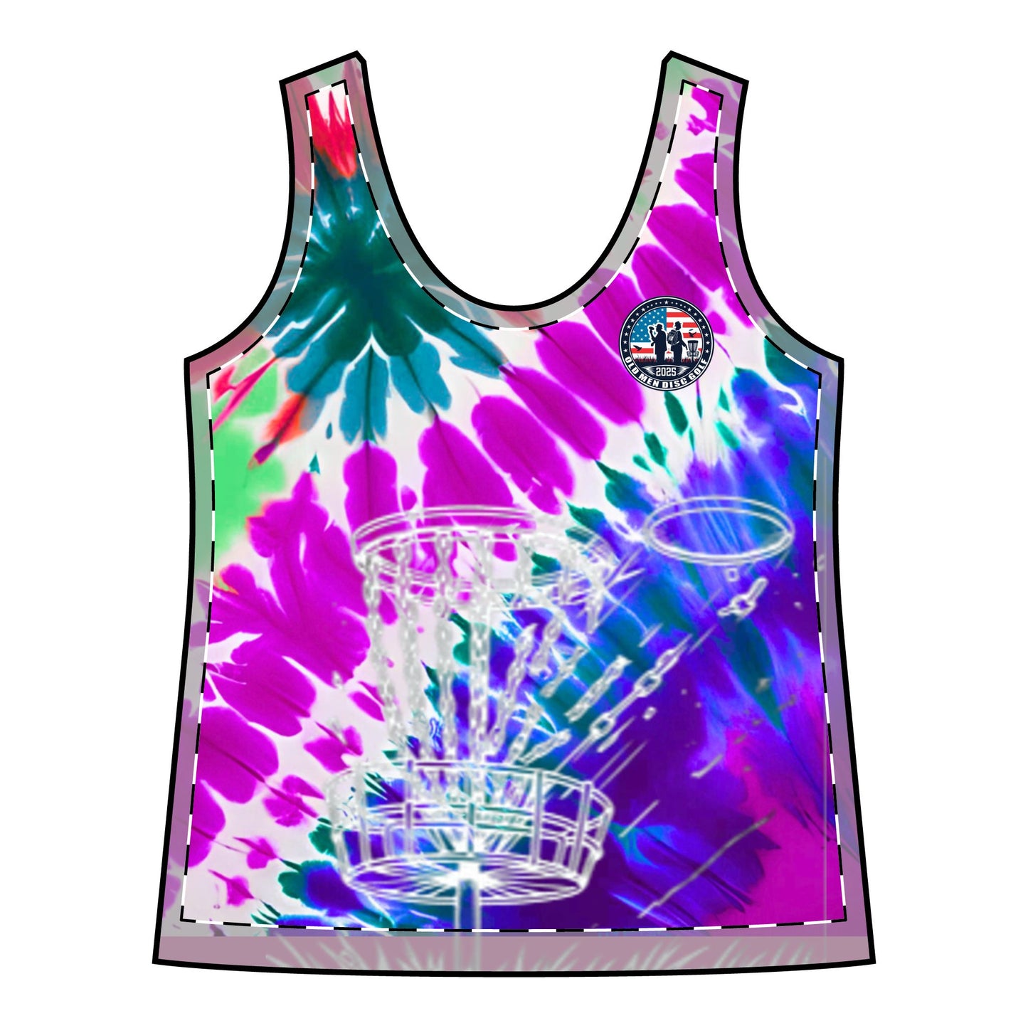 Purple, Blue and Green Tie-Dyed Women's Sporty Racerback Tank