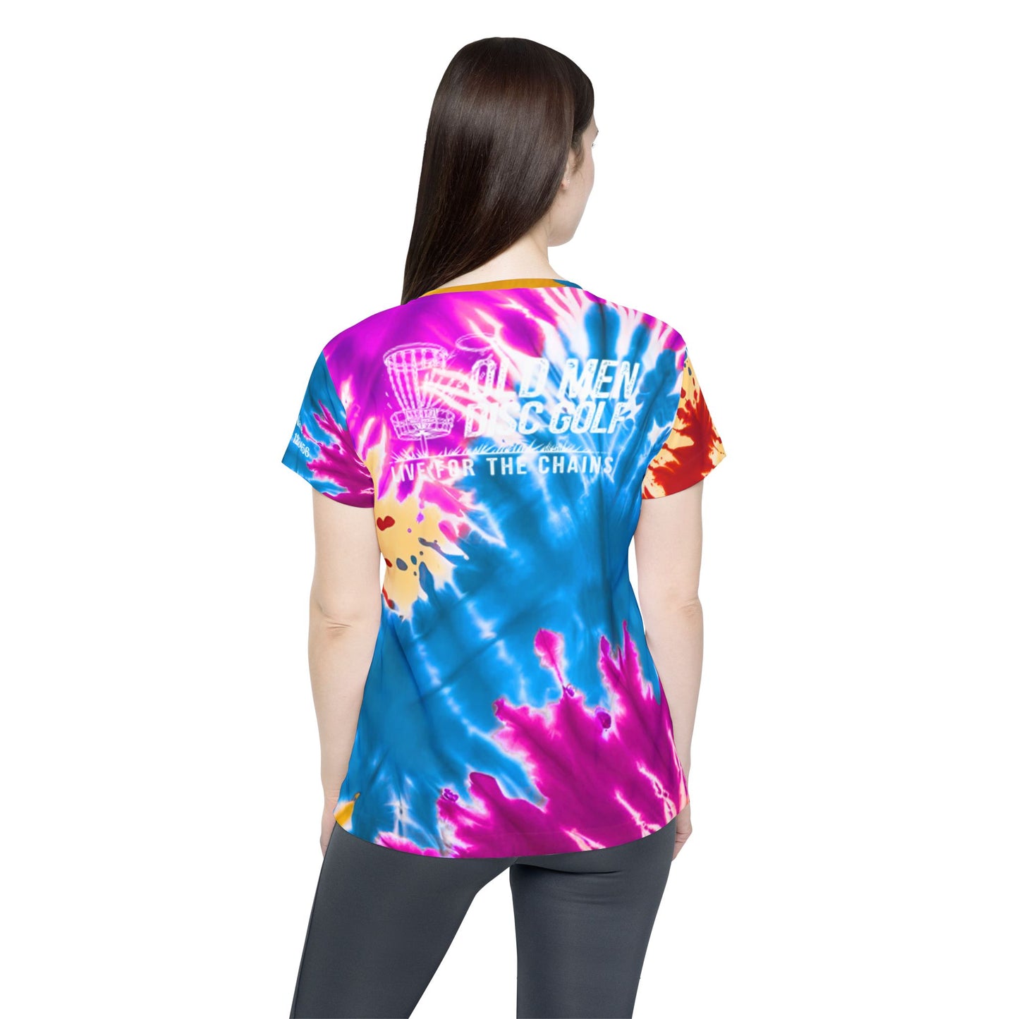 Red,Yellow, Blue and Purple Tie-Dyed Women's Disc Golf Jersey