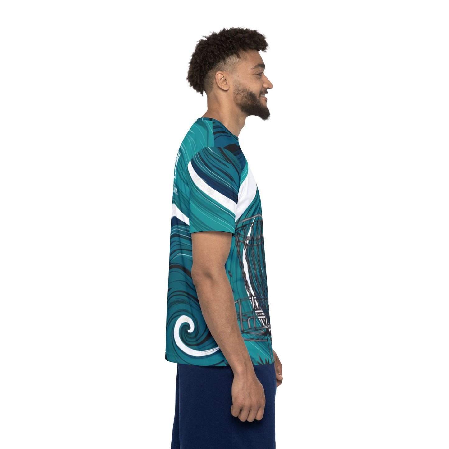 Swirling Green and White Men's Disc Golf Jersey