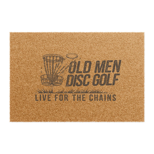 Old Men Disc Golf Doormat - Live for the Chains - Perfect for Golf Lovers