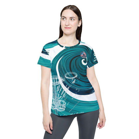 Swirling Green and White Women's Disc Golf Jersey