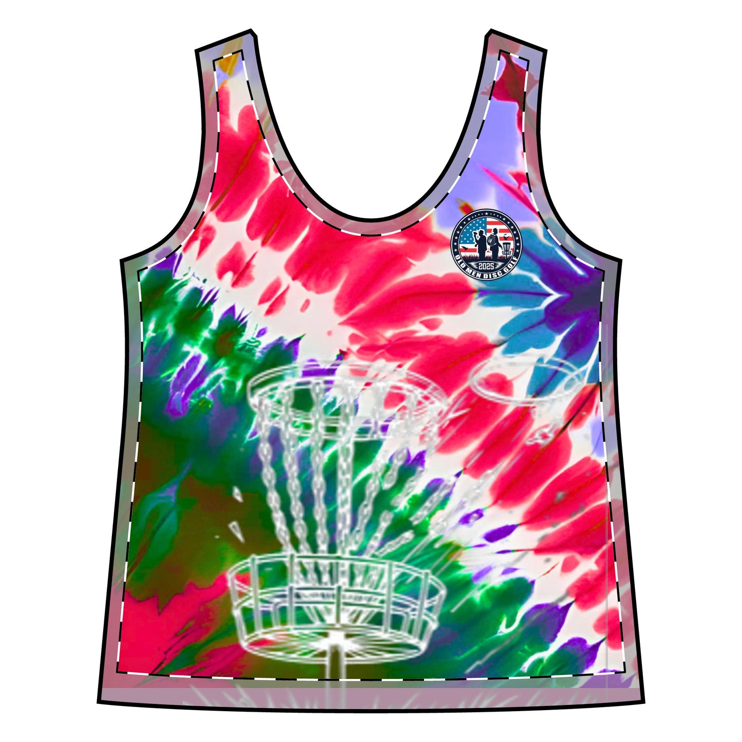 Red and Purple Tie-Dyed Women's Sporty Racerback Tank - Perfect for Active Days and Celebrations