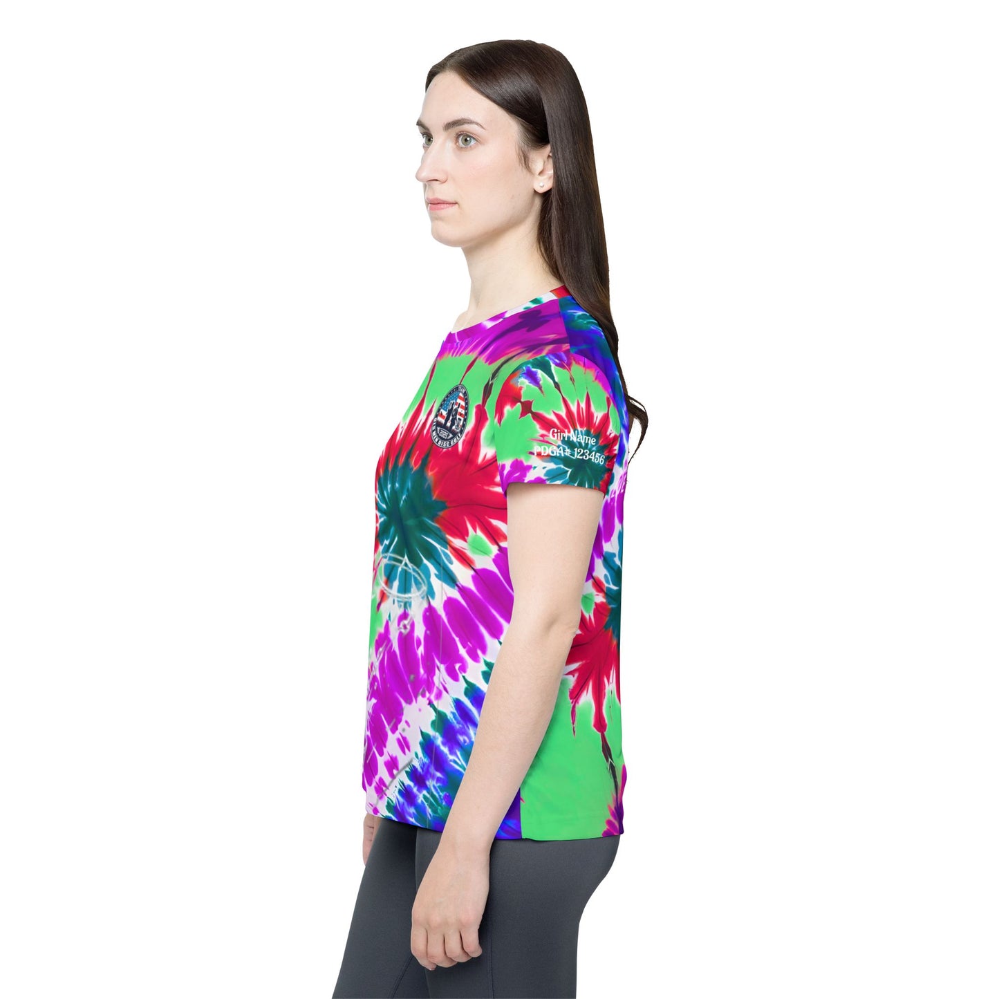Purple and Green Tie-Dyed Women's Disc Golf Jersey