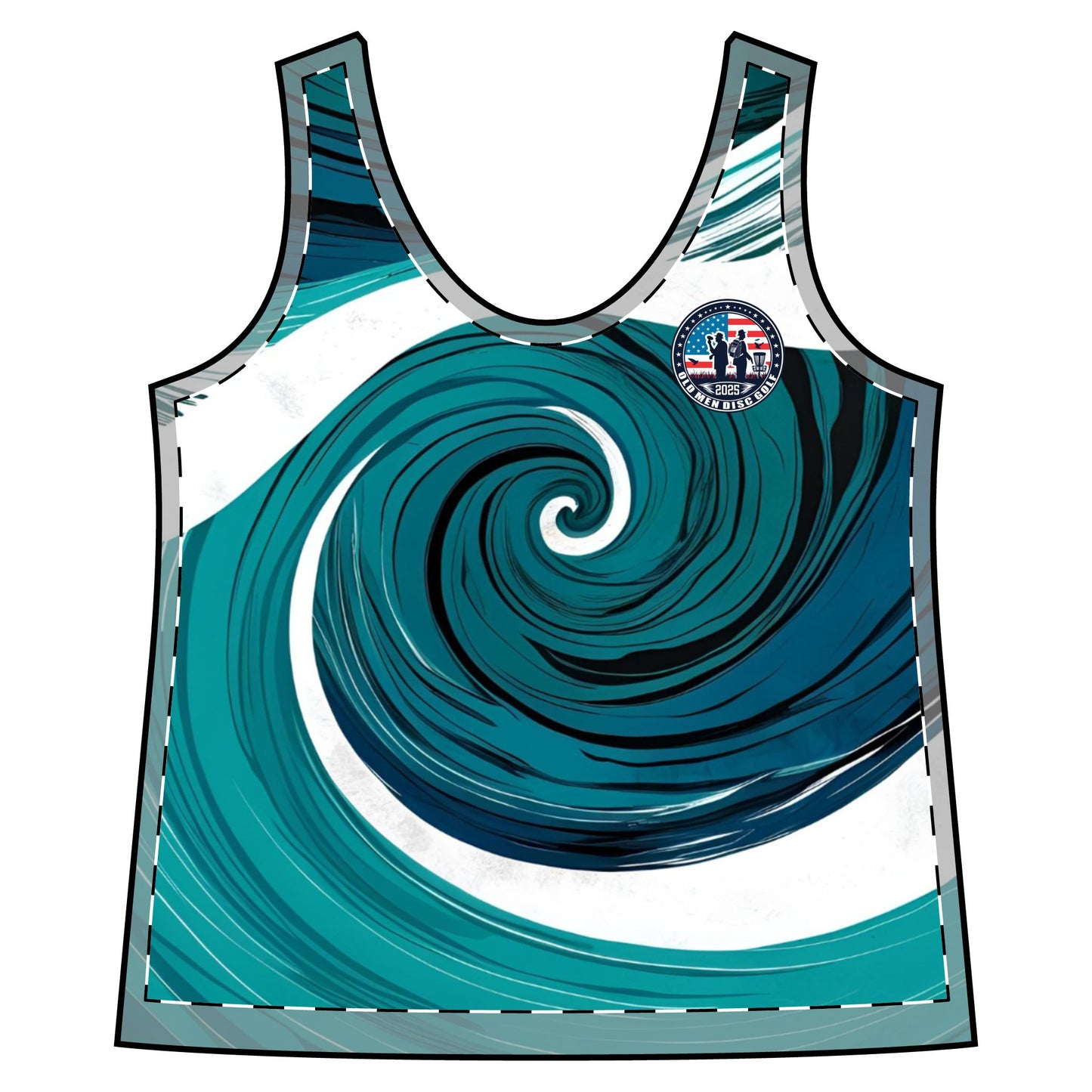 Swirling Green and White Women's Sporty Racerback Tank