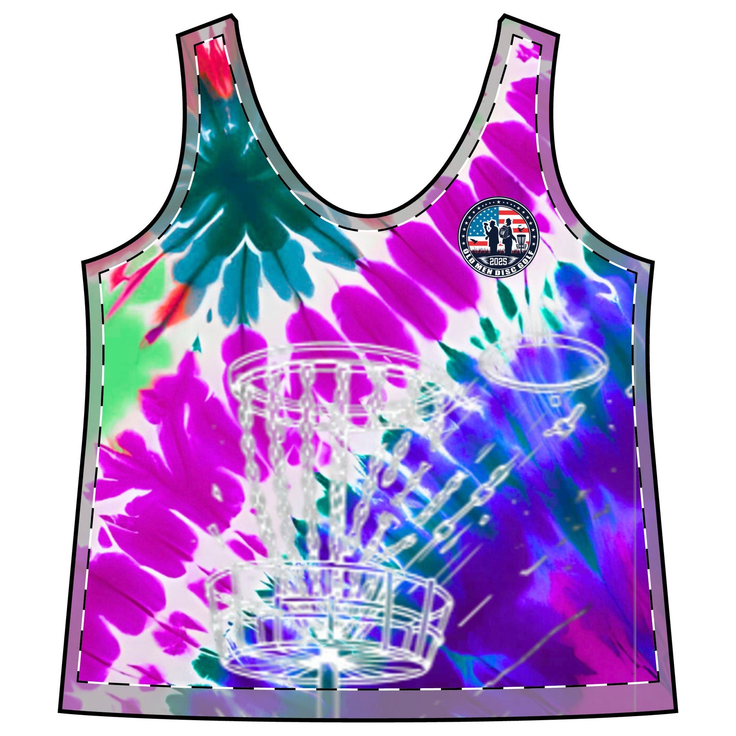 Purple, Blue and Green Tie-Dyed Women's Sporty Racerback Tank