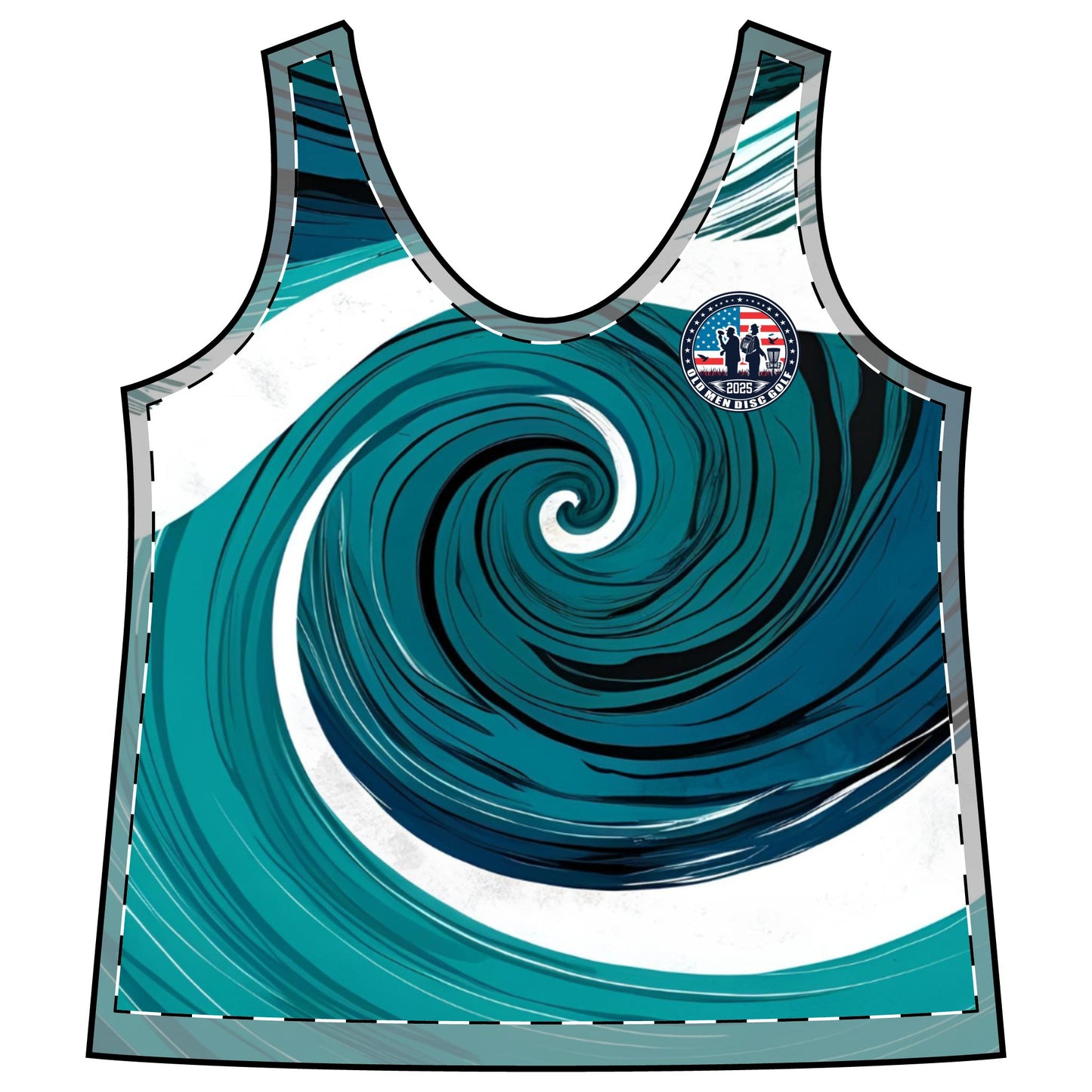 Swirling Green and White Women's Sporty Racerback Tank