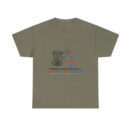 Live For The Chains (color) Unisex Heavy Cotton Tee - Perfect for Disc Golf Lovers