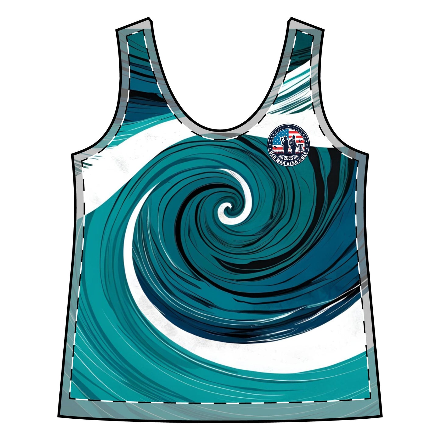 Swirling Green and White Women's Sporty Racerback Tank