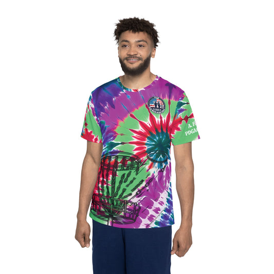 Purple and Green Tie-Dyed Men's Disc Golf Jersey