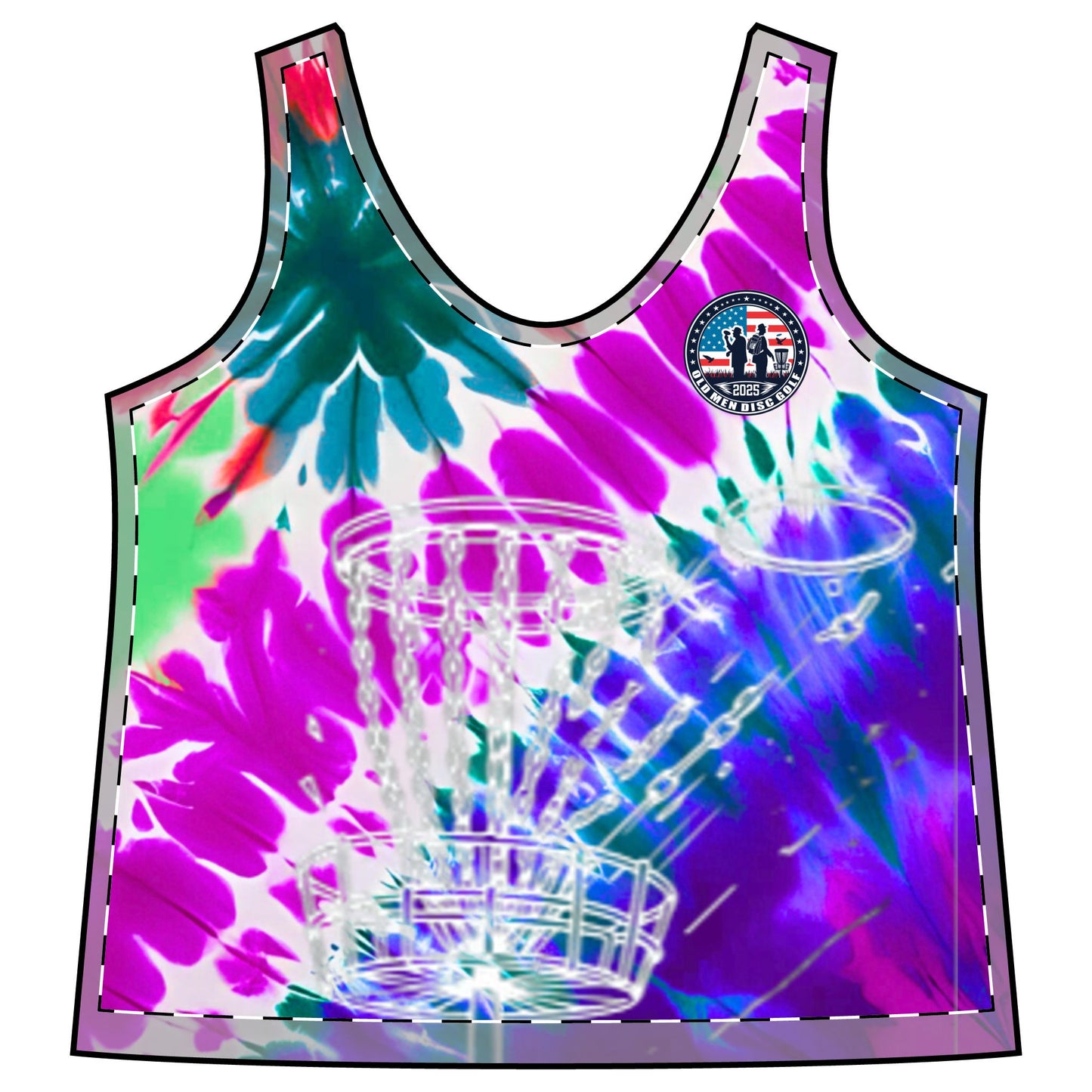 Purple, Blue and Green Tie-Dyed Women's Sporty Racerback Tank