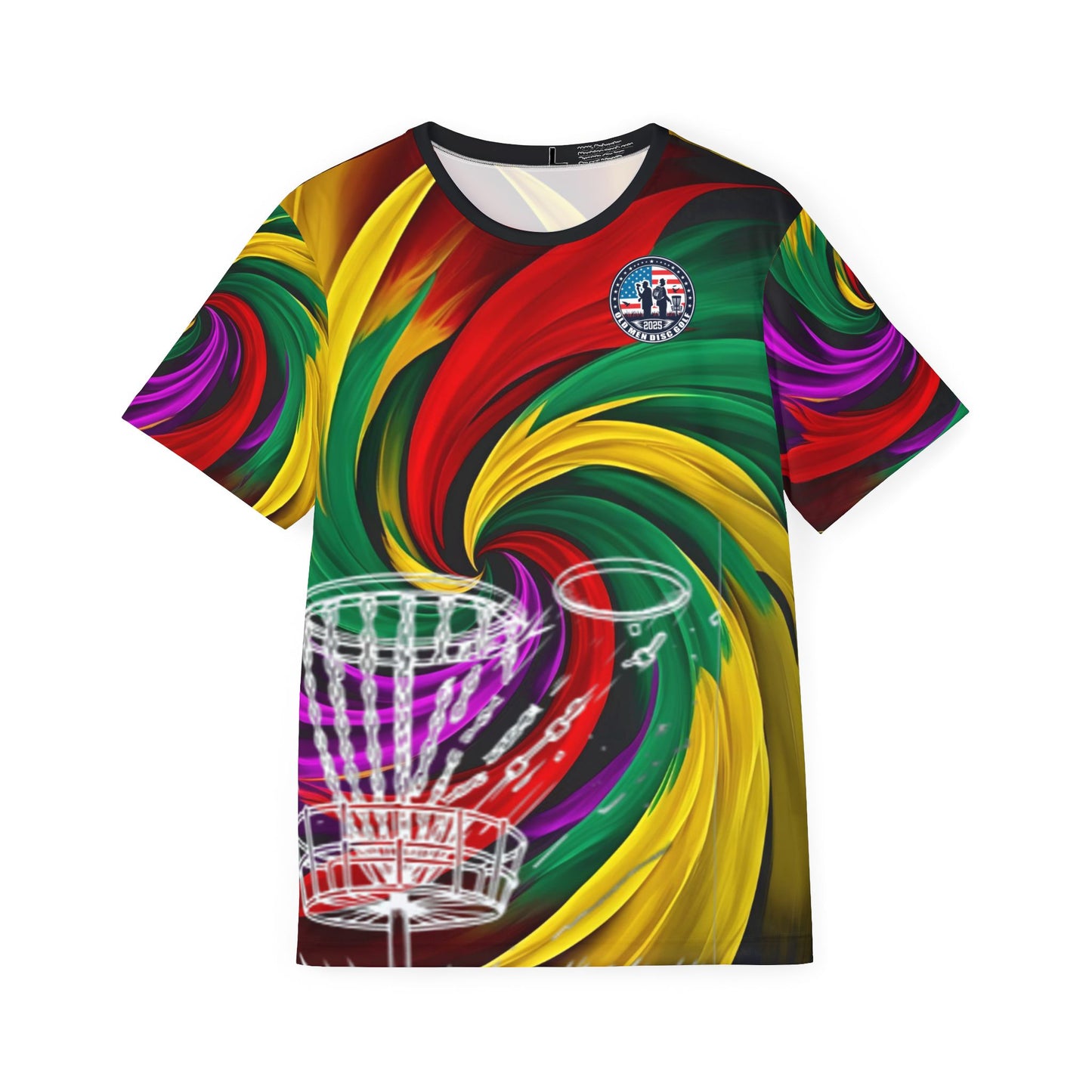 Red and Green Swirl Men's Disc Golf Jersey