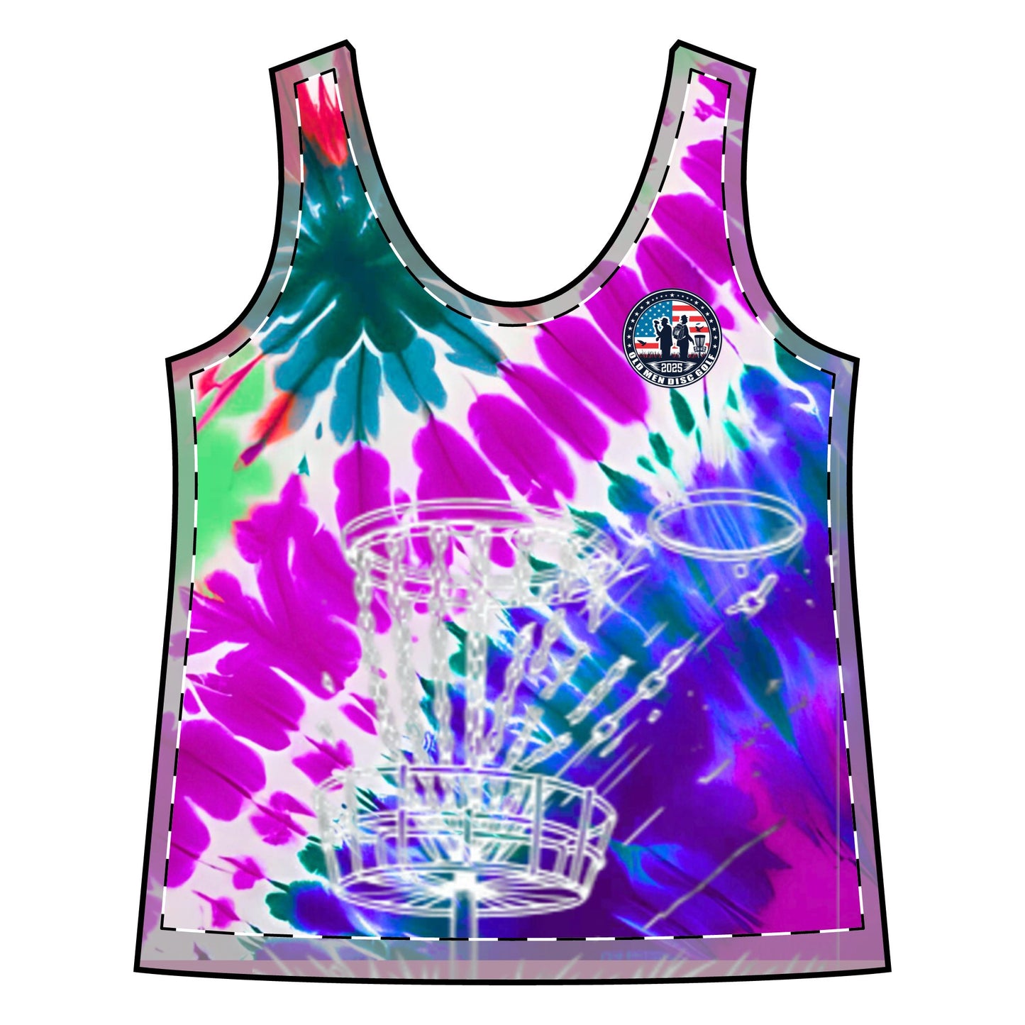Purple, Blue and Green Tie-Dyed Women's Sporty Racerback Tank