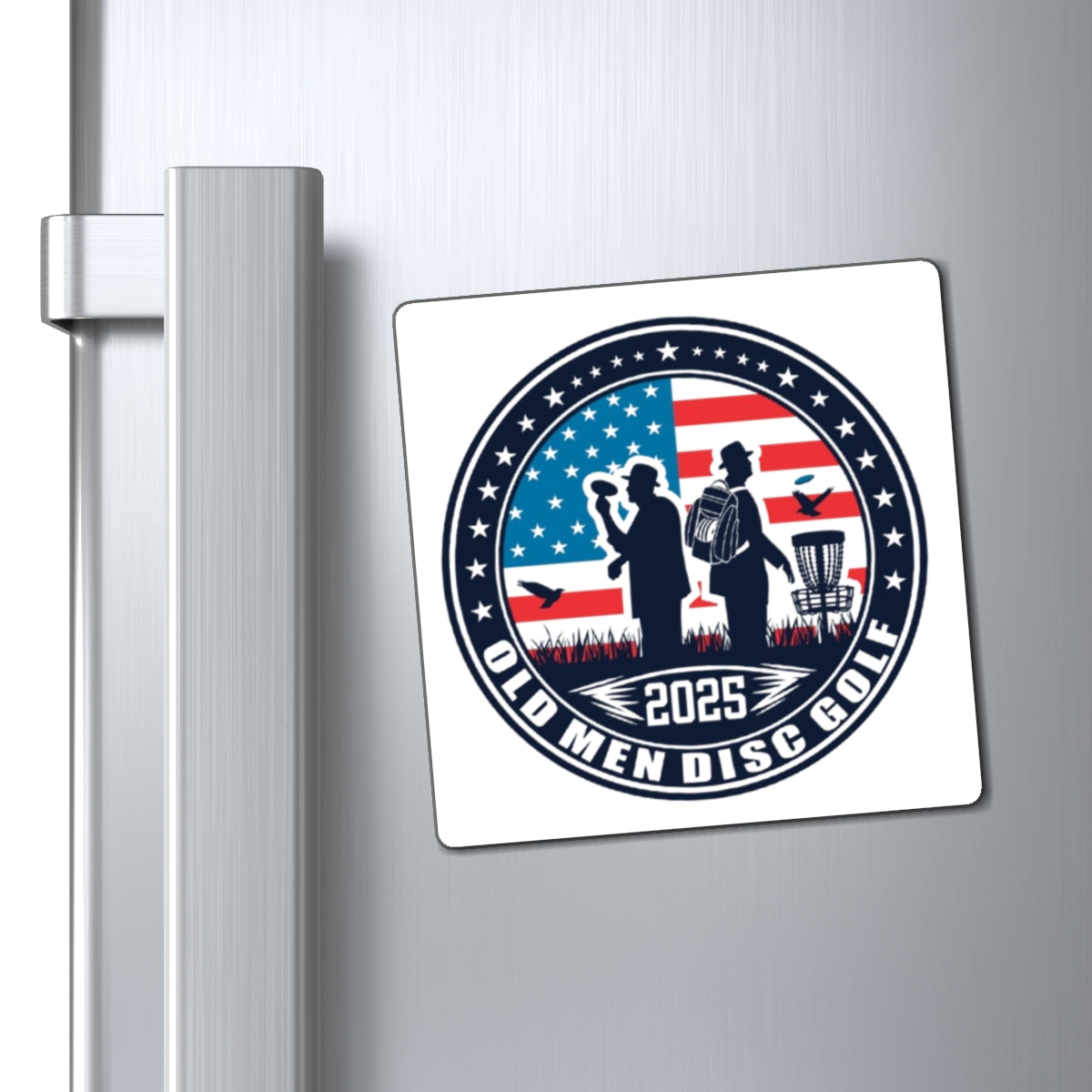 Old Men Disc Golf Magnet - Patriotic Design for Golf Lovers, 2025 Edition