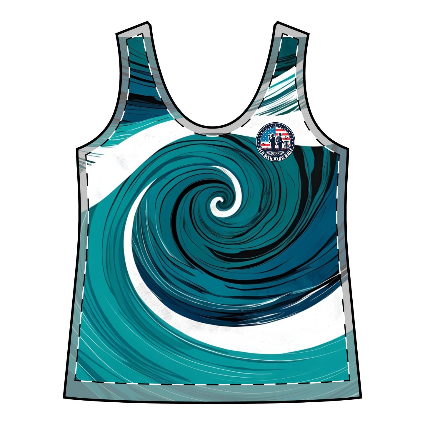 Swirling Green and White Women's Sporty Racerback Tank