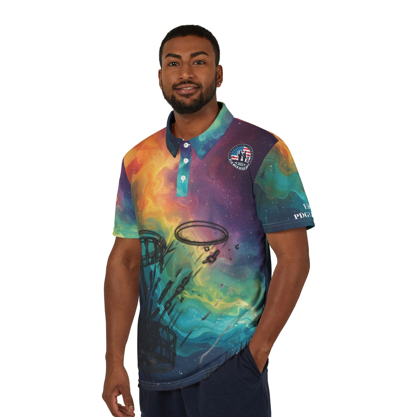 Unisex Colorful Galaxy Polo Disc Golf Shirt