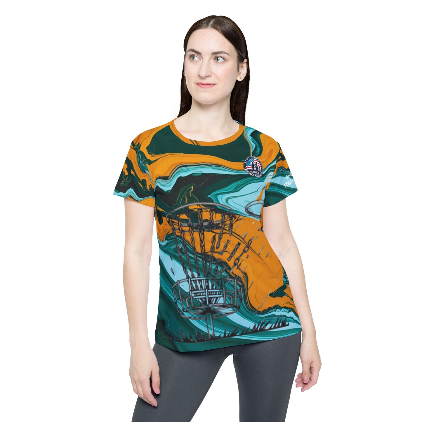 Teal and Gold Women's Disc Golf Jersey