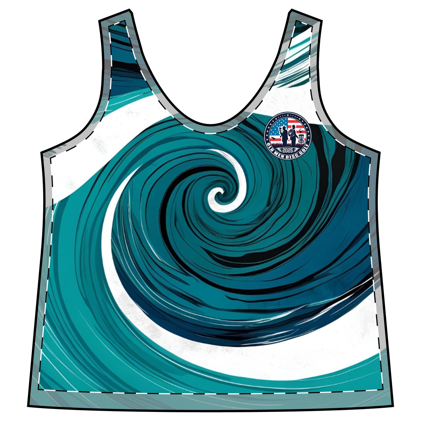 Swirling Green and White Women's Sporty Racerback Tank