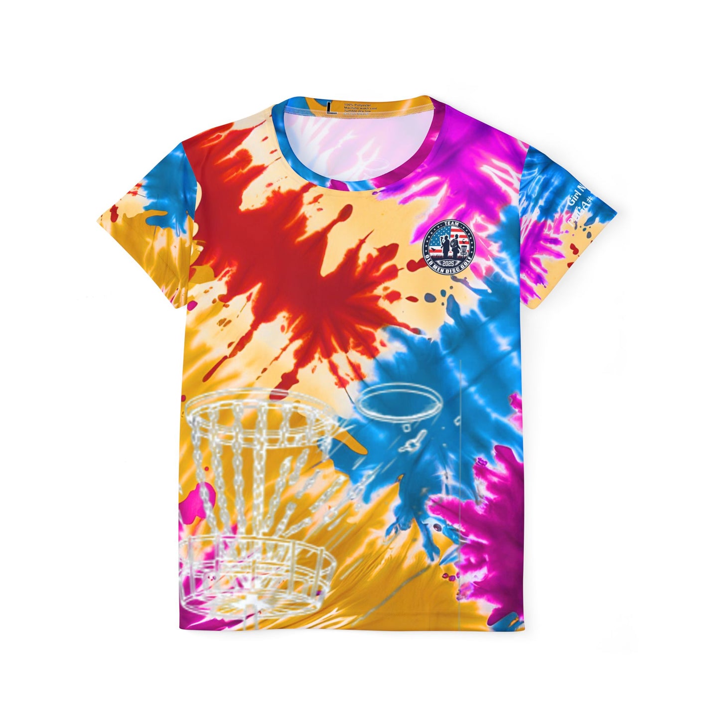 Red,Yellow, Blue and Purple Tie-Dyed Women's Disc Golf Jersey