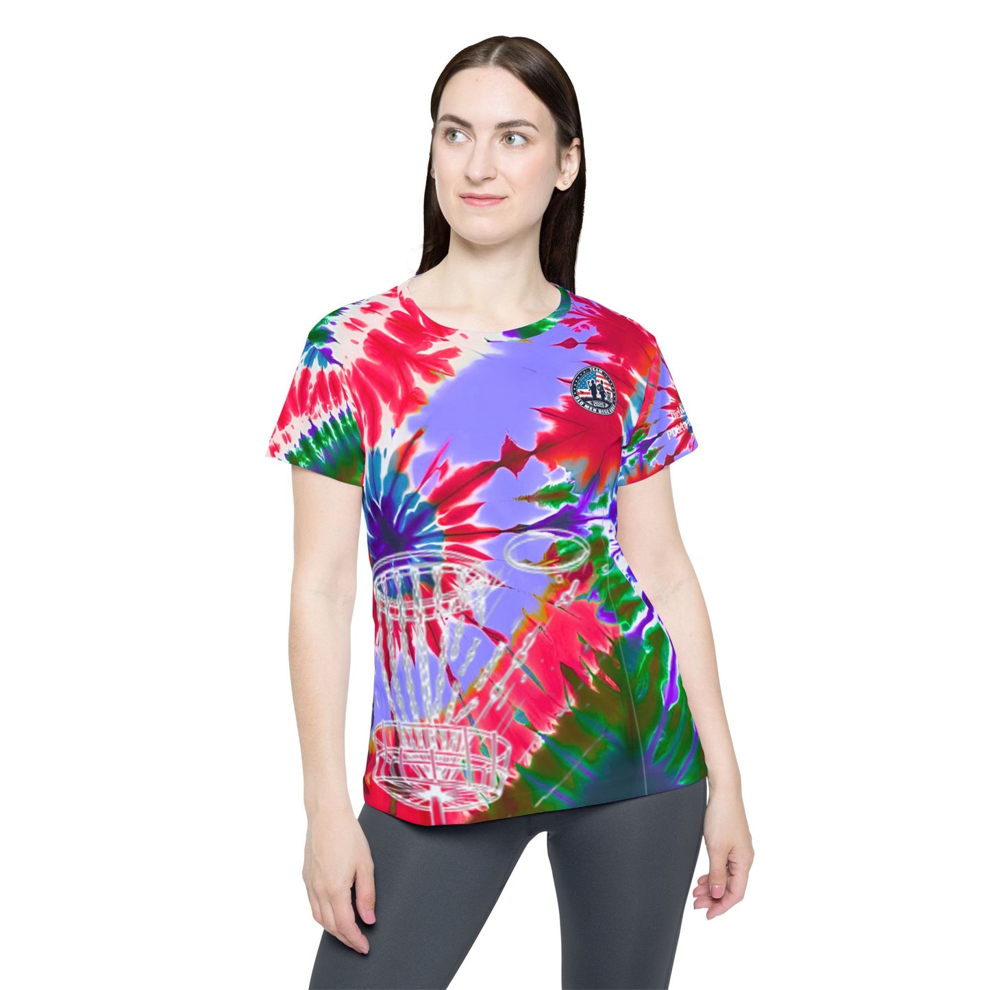 Red and Purple Tie-Dyed Women's Disc Golf Jersey